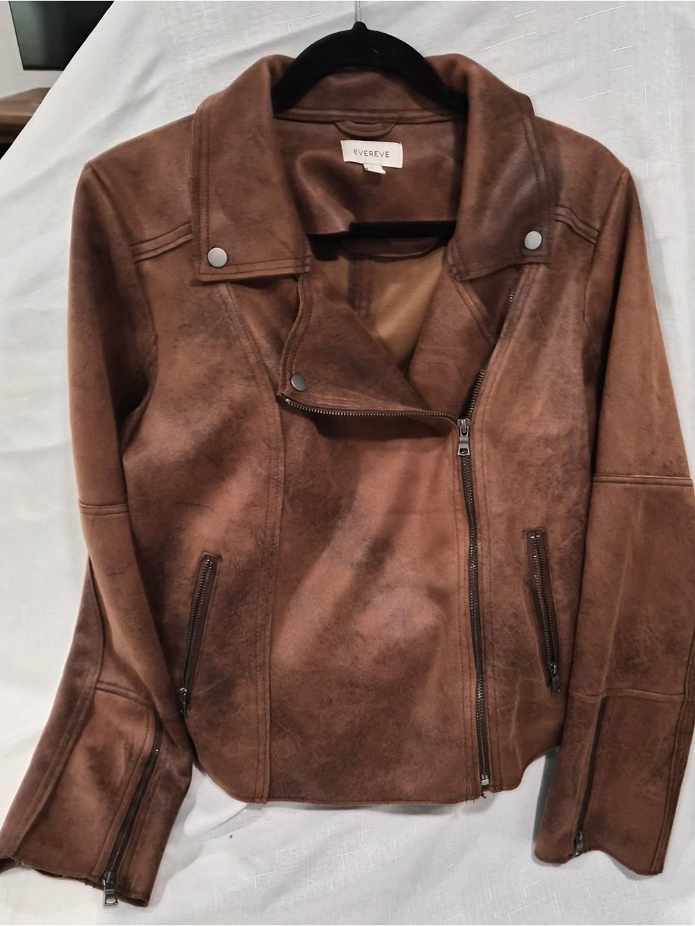 Evereve Brown Suede Asymmetrical Moto Jacket